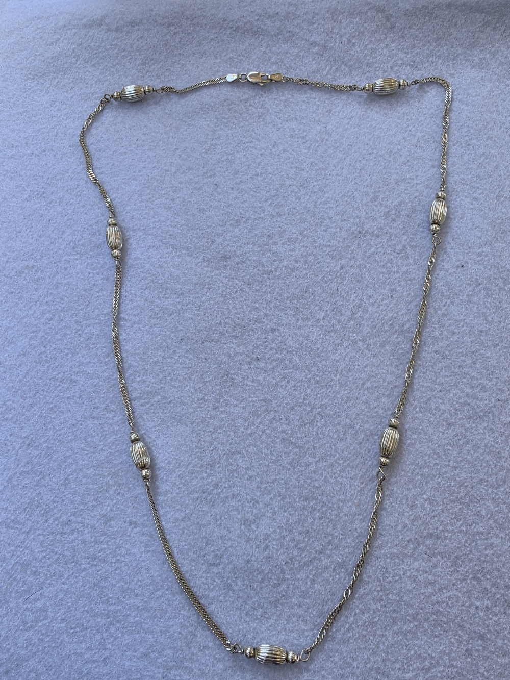 24": Italian Sterling Silver Bead Station Necklace by IBB • 11.00g